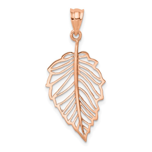 Lex & Lu 14k Rose Gold Polished Leaf Pendant - Lex & Lu