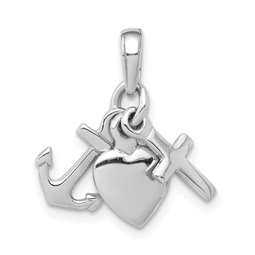 Lex & Lu 14k White Gold Faith, Hope and Charity Charm - Lex & Lu