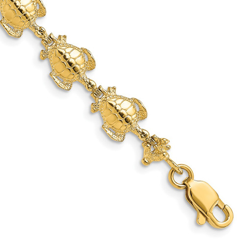 Lex & Lu 14k Yellow Gold Polished Sea Turtle Link Bracelet - Lex & Lu