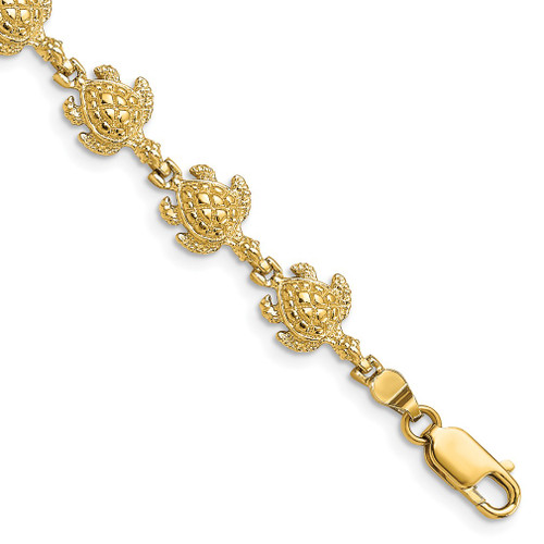 Lex & Lu 14k Yellow Gold Turtle Bracelet LALFB1738-7 - Lex & Lu