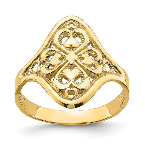 Lex & Lu 14k Yellow Gold and Rhodium D/C Filigree Ring Size 6 - Lex & Lu