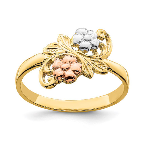 Lex & Lu 14k Tri-Color Gold Flower Ring Size 6 - Lex & Lu