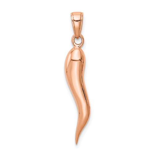 Lex & Lu 14k Rose Gold Large Italian Horn Pendant - Lex & Lu