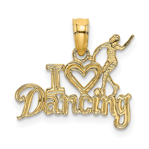 Lex & Lu 14k Yellow Gold I Heart Dancing w/Dancer Charm - Lex & Lu