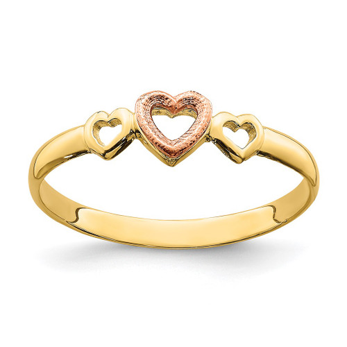 Lex & Lu 14k TT Rose and Yellow Gold Hearts Ring Size 6 - Lex & Lu