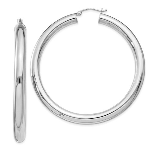 Lex & Lu Sterling Silver w/Rhodium 5mm Round Hoop Earrings LAL23771 - Lex & Lu