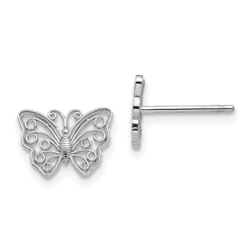 Lex & Lu 14k White Gold Butterfly Post Earrings - Lex & Lu