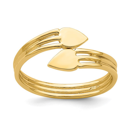 Lex & Lu 14k Yellow Gold Two Heart Bypass Ring Size 6.5 - Lex & Lu