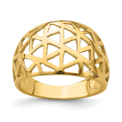 Lex & Lu 14k Yellow Gold Triangle Cut-out Pattern Dome Ring Size 7 - Lex & Lu