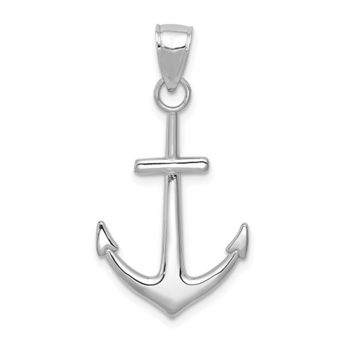 Lex & Lu 14k White Gold Gold Polished Anchor Pendant - Lex & Lu