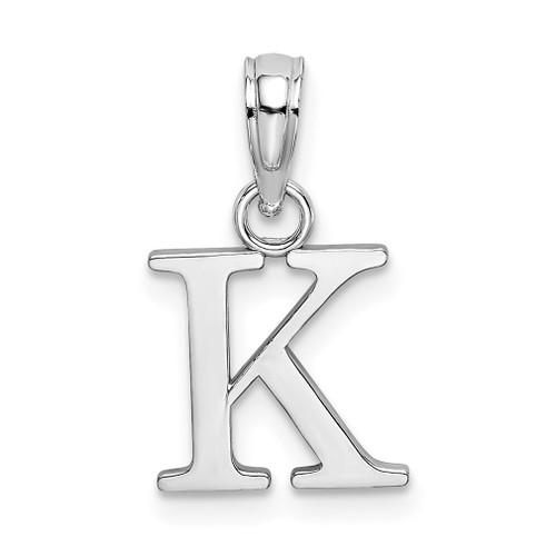 Lex & Lu 14k White Gold Polished K Block Initial Charm - Lex & Lu