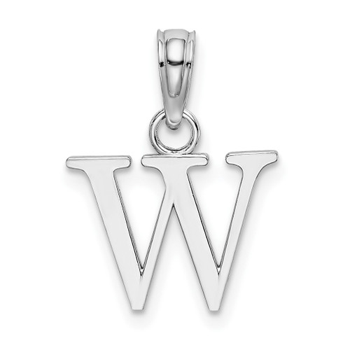 Lex & Lu 14k White Gold Polished W Block Initial Charm - Lex & Lu