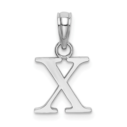 Lex & Lu 14k White Gold Polished X Block Initial Charm - Lex & Lu