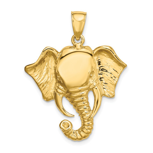 Lex & Lu 14k Yellow Gold 2D Elephant Head w/Twisted Trunk Charm - Lex & Lu