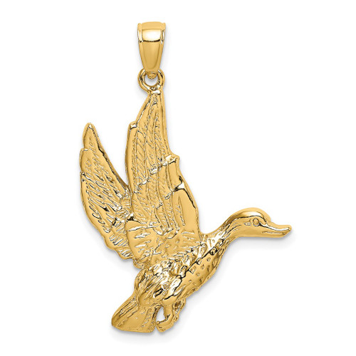 Lex & Lu 14k Yellow Gold 2D Flying Mallord Duck Charm - Lex & Lu