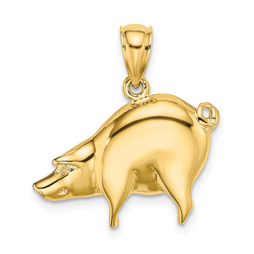 Lex & Lu 14k Yellow Gold 2D and Polished Pig Charm - Lex & Lu