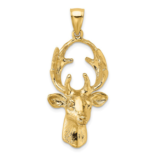 Lex & Lu 14k Yellow Gold 3D Deer Head Charm LALK6568 - Lex & Lu