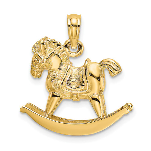 Lex & Lu 14k Yellow Gold 3D Playful Rocking Horse Charm - Lex & Lu