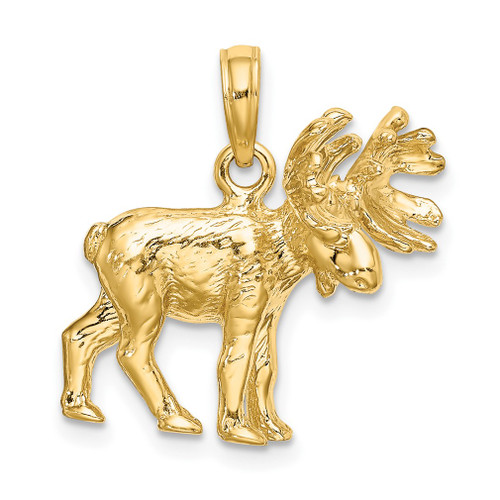 Lex & Lu 14k Yellow Gold 3D Textured Moose Charm LALK6605 - Lex & Lu