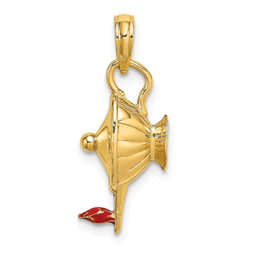 Lex & Lu 14k Yellow Gold w/Red Enamel and Polished 3D Genie Lamp Charm - Lex & Lu