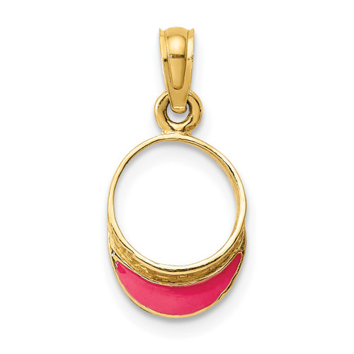 Lex & Lu 14k Yellow Gold Fuschia Enameled Beach Sun Visor Charm - Lex & Lu