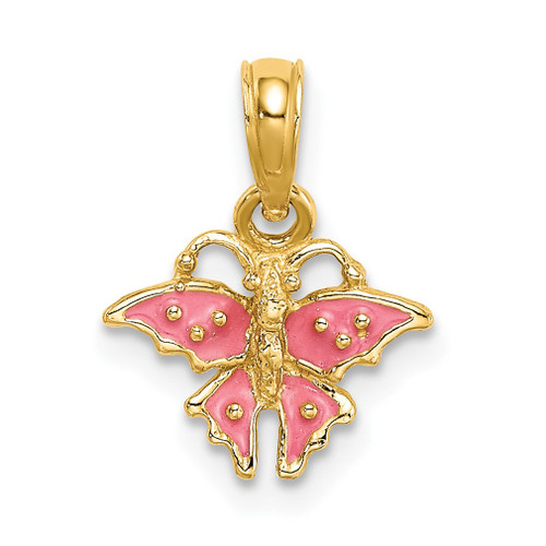 Lex & Lu 14k Yellow Gold Mini Pink Butterfly / Enamel Charm - Lex & Lu