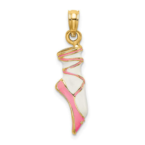 Lex & Lu 14k Yellow Gold 3D Enamel Ballet Shoe Charm - Lex & Lu