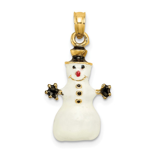 Lex & Lu 14k Yellow Gold 3D Enamel SNOWMAN Charm - Lex & Lu