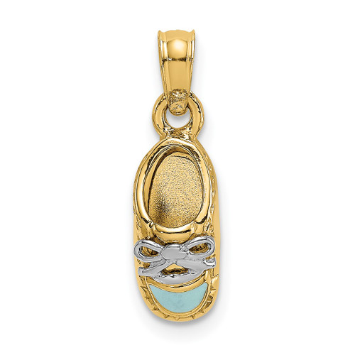 Lex & Lu 14k Yellow Gold w/Rhodium 3D Light Blue Enamel Shoe Charm - Lex & Lu