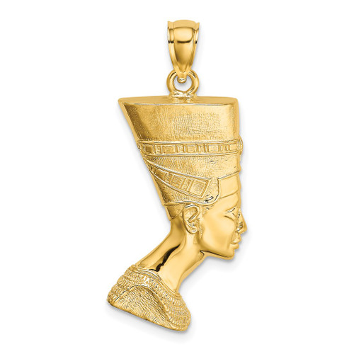 Lex & Lu 14k Yellow Gold 2D and Polished and Textured NEFERTITI Profile Charm - Lex & Lu