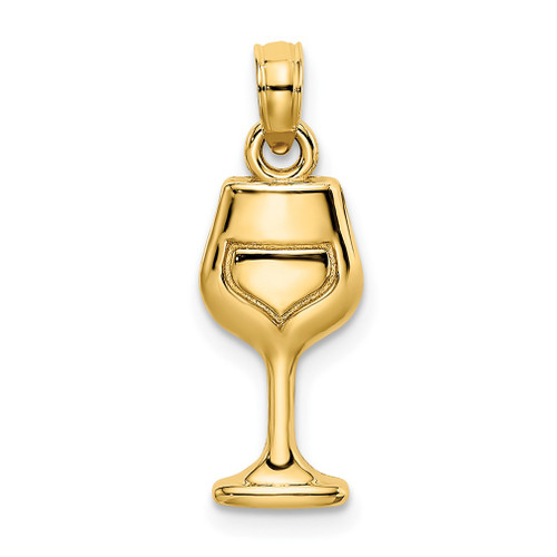 Lex & Lu 14k Yellow Gold 2D WINE GLASS Charm - Lex & Lu