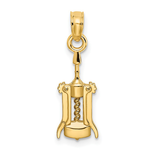 Lex & Lu 14k Yellow Gold 2D Wine Opener Charm - Lex & Lu