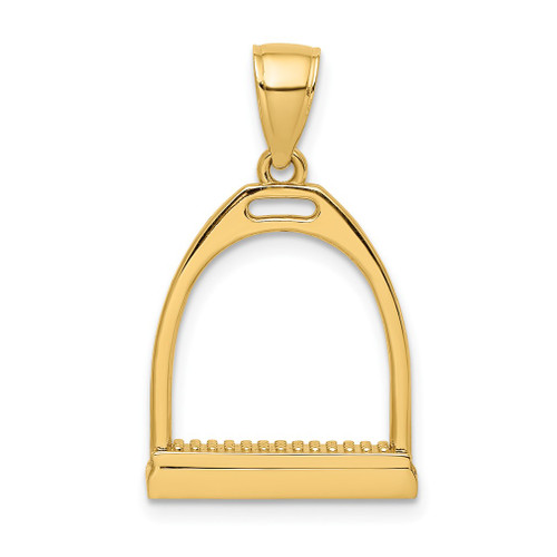 Lex & Lu 14k Yellow Gold 3D and Polished Large Horse Stirrup Charm - Lex & Lu