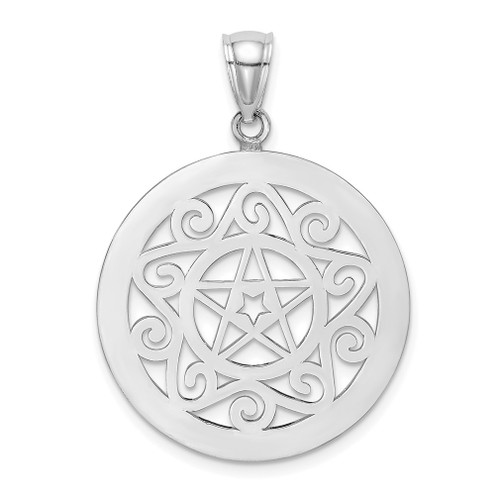 Lex & Lu 14k White Gold Tribal Star in Round Frame / Gate Jewelry Charm - Lex & Lu