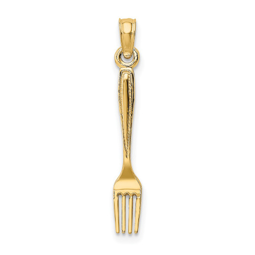 Lex & Lu 14k Yellow Gold 3D and Polished Table Fork Charm - Lex & Lu