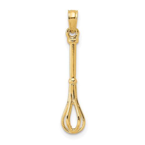Lex & Lu 14k Yellow Gold 3D and Polished Whisk Charm - Lex & Lu