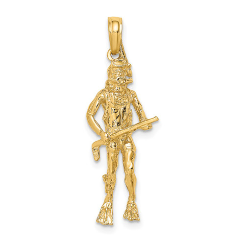 Lex & Lu 14k Yellow Gold 3D Scuba Diver Charm - Lex & Lu