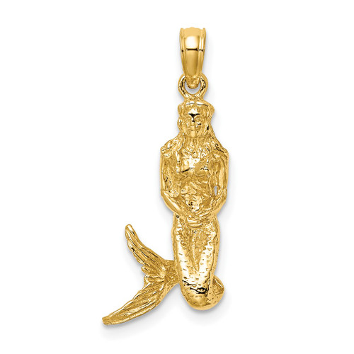 Lex & Lu 14k Yellow Gold 3D Mermaid Charm - Lex & Lu