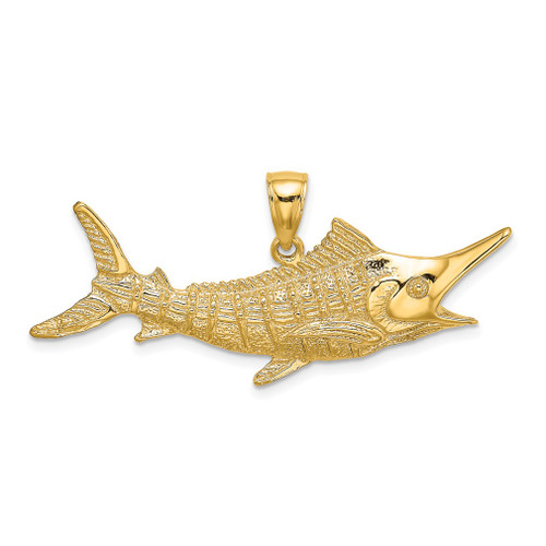 Lex & Lu 14k Yellow Gold 2D Textured Marlin Fish Charm LALK7442 - Lex & Lu