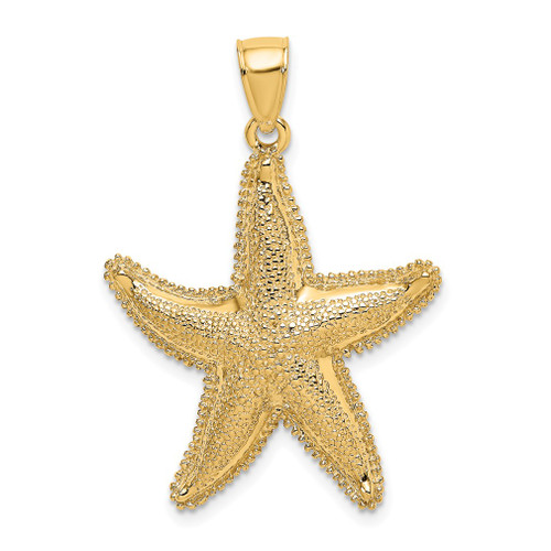 Lex & Lu 14k Yellow Gold 2D Texutred Starfish Charm - Lex & Lu