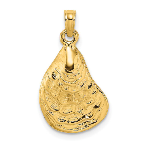 Lex & Lu 14k Yellow Gold 2D Textured and Polished OYSTER SHELL Charm LALK7533 - Lex & Lu