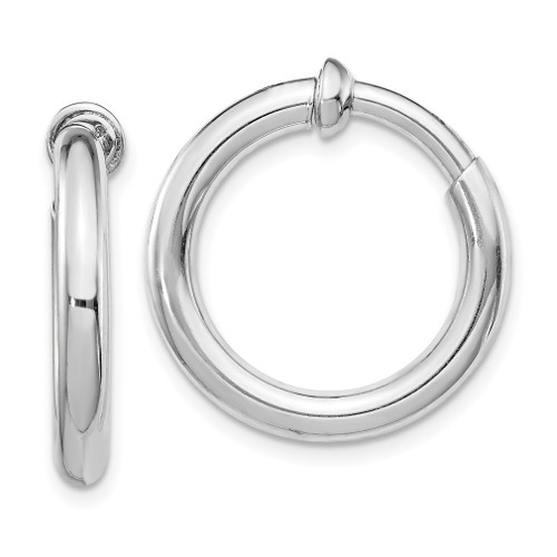 Lex & Lu Sterling Silver w/Rhodium Polished Hoop Earrings LAL23889 - Lex & Lu