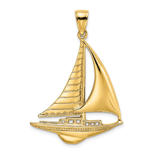 Lex & Lu 14k Yellow Gold Polished Sailboat Charm LALK7536 - Lex & Lu