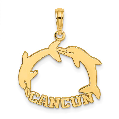 Lex & Lu 14k Yellow Gold CANCUN w/Double Jumping Dolphin Charm - Lex & Lu