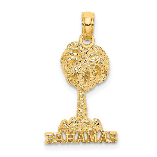 Lex & Lu 14k Yellow Gold 2D Bahamas Under Palm Tree Charm - Lex & Lu