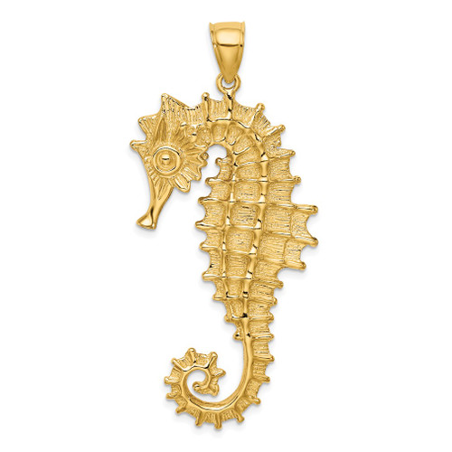 Lex & Lu 14k Yellow Gold Textured 3D Seahorse Charm - Lex & Lu