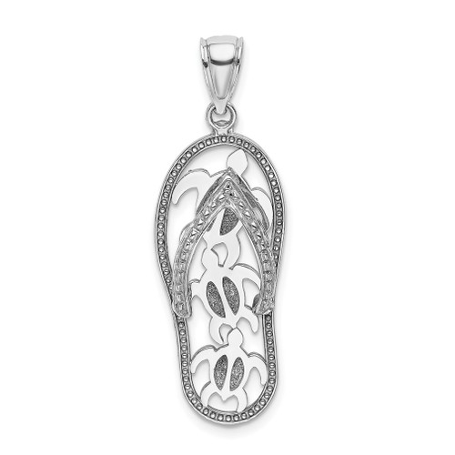 Lex & Lu 14k White Gold Triple Turtle Flip-Flop Charm - Lex & Lu