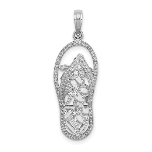 Lex & Lu 14k White Gold Polished Multi Flower Flip-Flop Charm - Lex & Lu