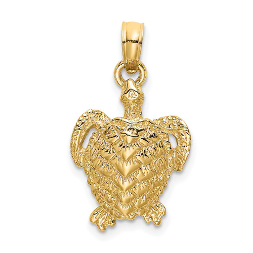 Lex & Lu 14k Yellow Gold 2D Textured Sea Turtle Charm LALK7645 - Lex & Lu