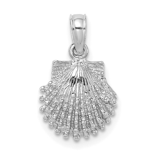 Lex & Lu 14k White Gold Beaded Scallop Shell Charm - Lex & Lu